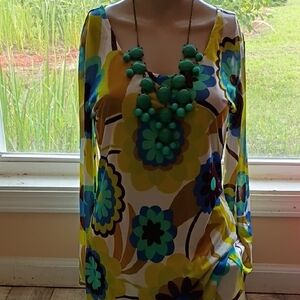 Floral Asymmetrical Dress - Multicolor